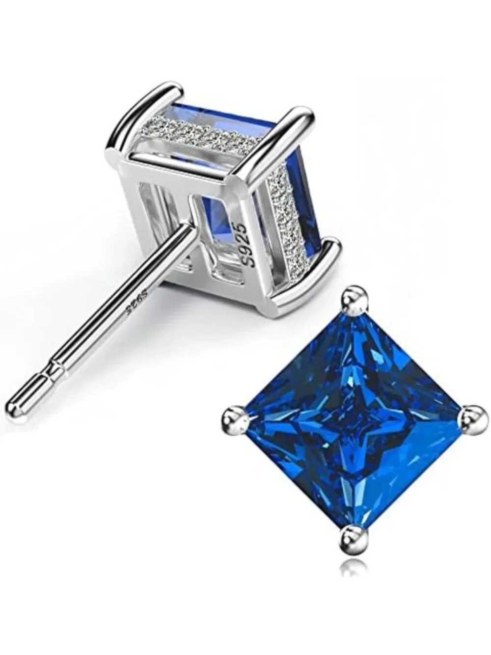 Elegant Princess Cut Cubic Zirconia Stud Earrings for Men - Sparkling Jewelry